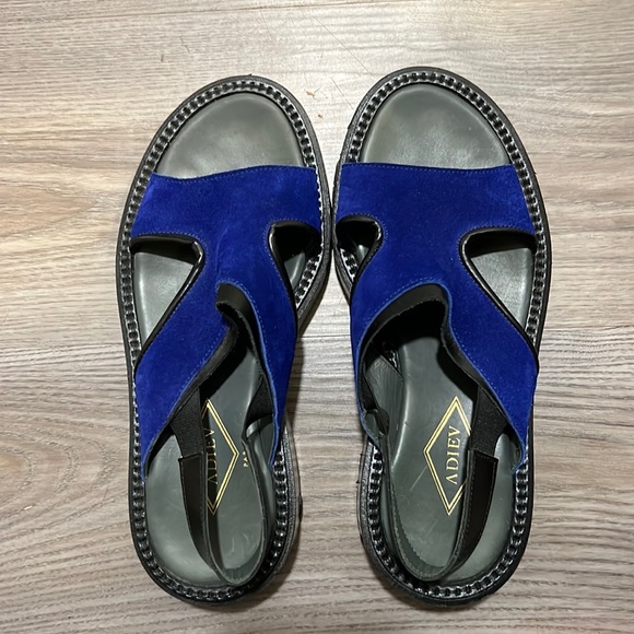 Adiev Paris blue and black sandal with cutouts, open toe and slight platform - Picture 1 of 3